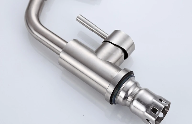 Model hotel hot and cold water stainless steel 304 brushed nickel  1 hole mounted bathroom sink faucet