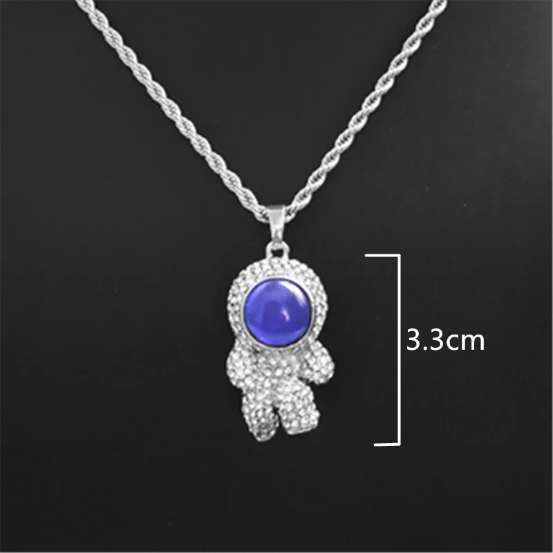 Hot Sale Luxury Sapphire Clavicle Chain Fashion Rhinestone Alien Robot Spaceman Sweater Chain Pendants Necklace_14
