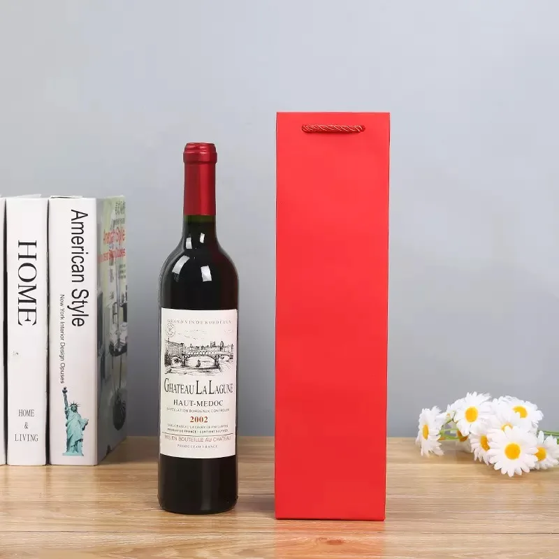 Hot Wine Bottle Bag Custom Paper bag Fashion Single Double Thickened Gift Pa  ckaging