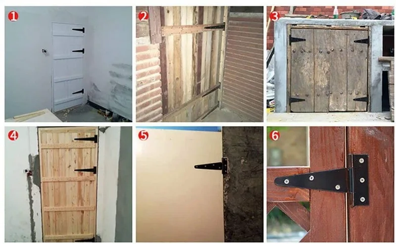Black Tee Hinges Wrought Hardware Iron Rustproof T-Strap Shed Hinge Gate Strap Heavy Duty Door Barn Gates T Hinges