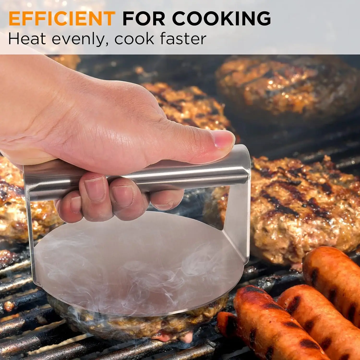 Stainless Steel Smash Burger Press,Non-stick Smooth Hamburger Press,Bacon Grilled Cheese Perfect for Top Griddle Cooking