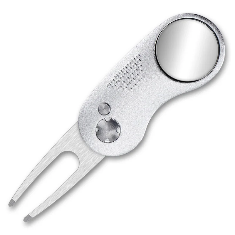 10 Colors Retractable Switch Blade aluminum alloy Golf Divot Repair Tool Metal Golf Pitch Fork With Custom Ball Marker
