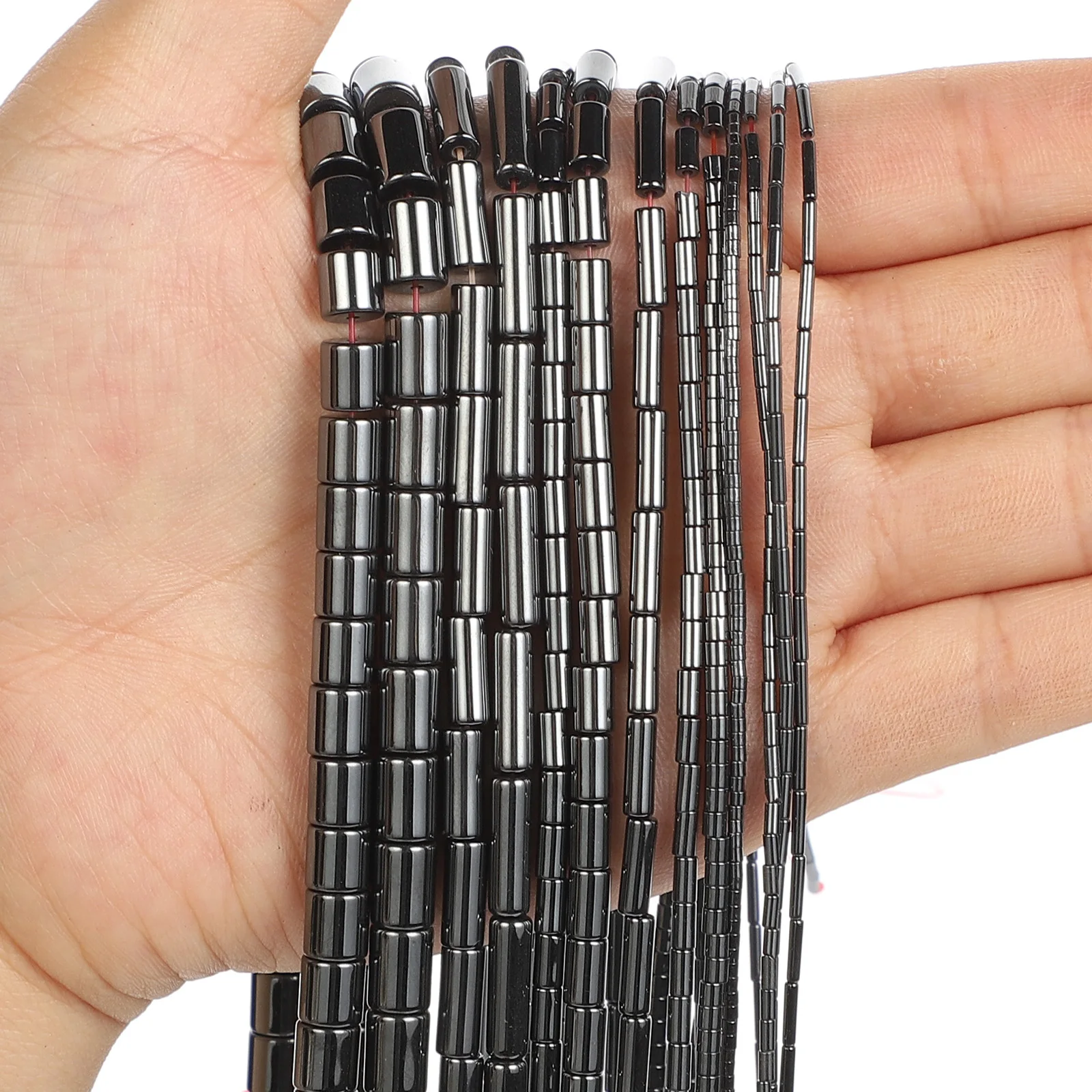 Natural Black Long Cylinder Square Hematite Loose Stone Beads For Jewelry Making DIY Bracelets Handmade