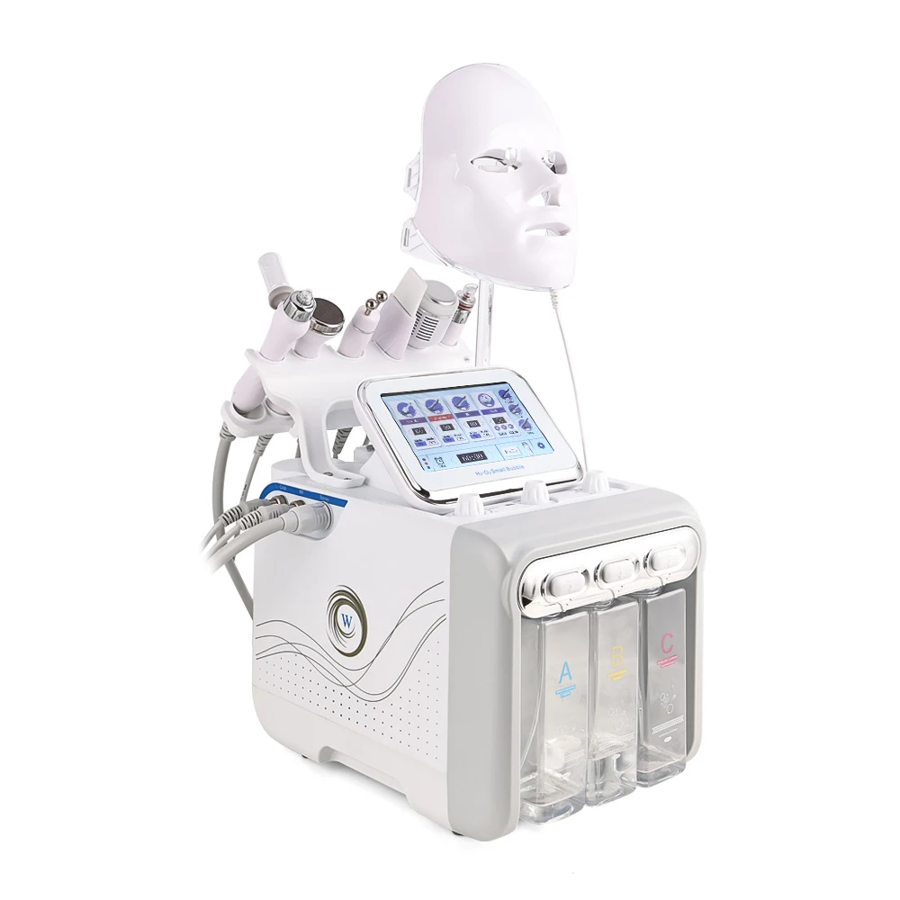hydra microdermabrasion 7 in 1 oxigen hydro jet peel h2o2 oxygen facial dermabrasion machine with led mask