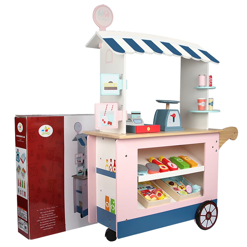 Wholesale Pretend Play Toy Kids Shopping Cart Set  Kitchen Market Shop Simulation Shop Car Toys