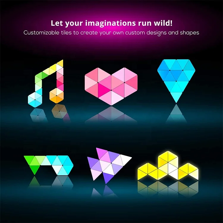 9 Pcs/Set Smart Multicolor Triangle LED Light Panels Music Wifi Control Night Club Lights Quantum Lamp Night Light Led