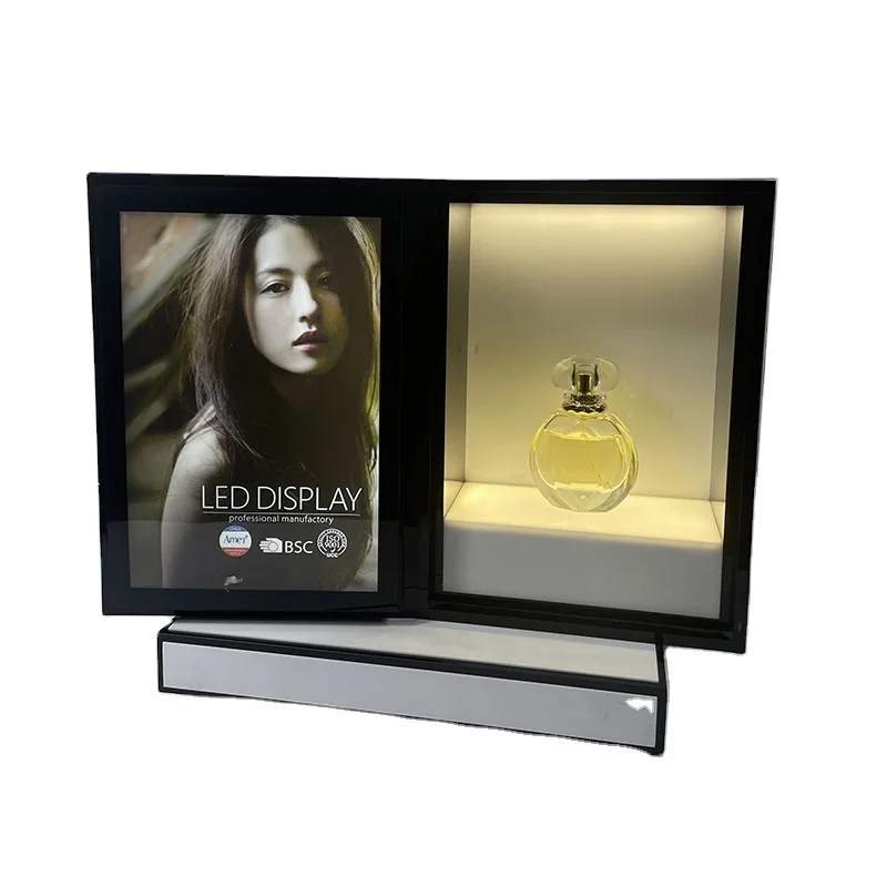 Custom Made Acrylic Cosmetic Display Stand LED Illuminate Perfume Display Point of Sale POS Makeup Countertop Stand