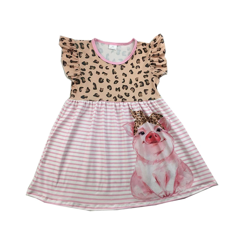 Girls one piece of dress with ladybug pattern wholesale dresses party one piece of boutique clothes