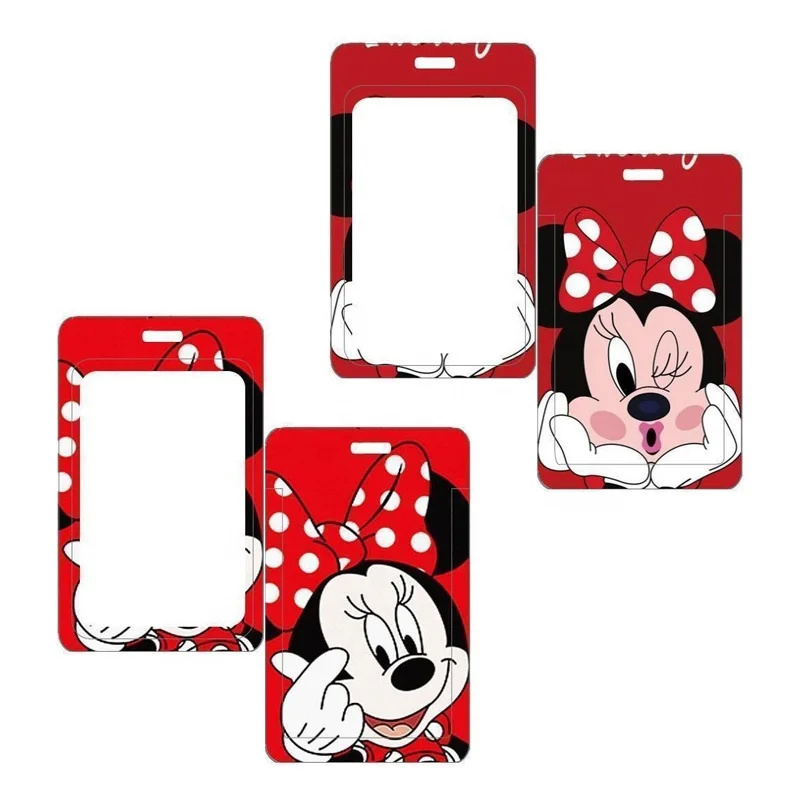Cartoon Mouse ID Card Sliding Cover Badge Holder Multiple Styles Exhibition Work Name Tag Bus Cards Holders for Kids