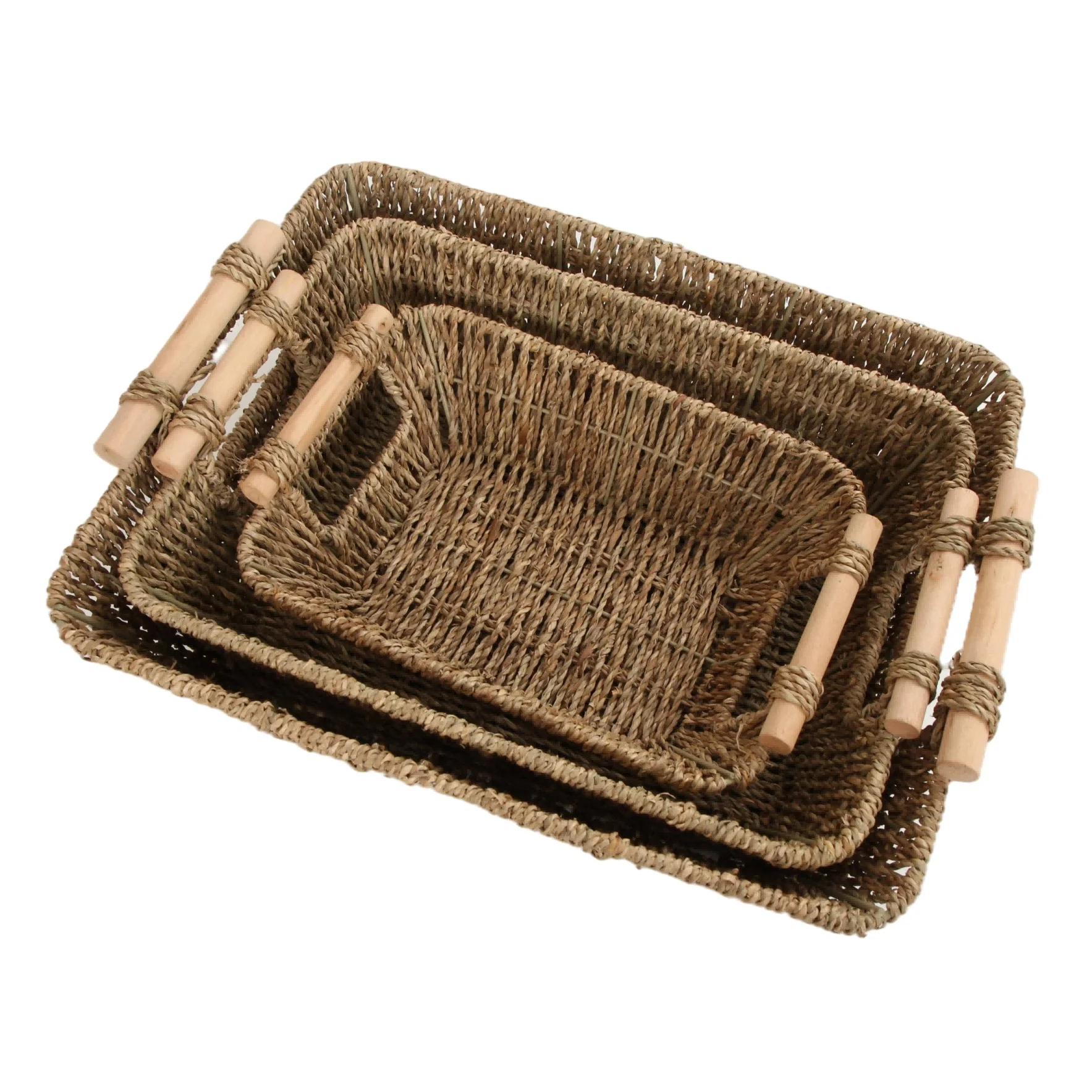YIKAI Handmade Seagrass Storage Basket for Home Decor Rattan Storage Basket