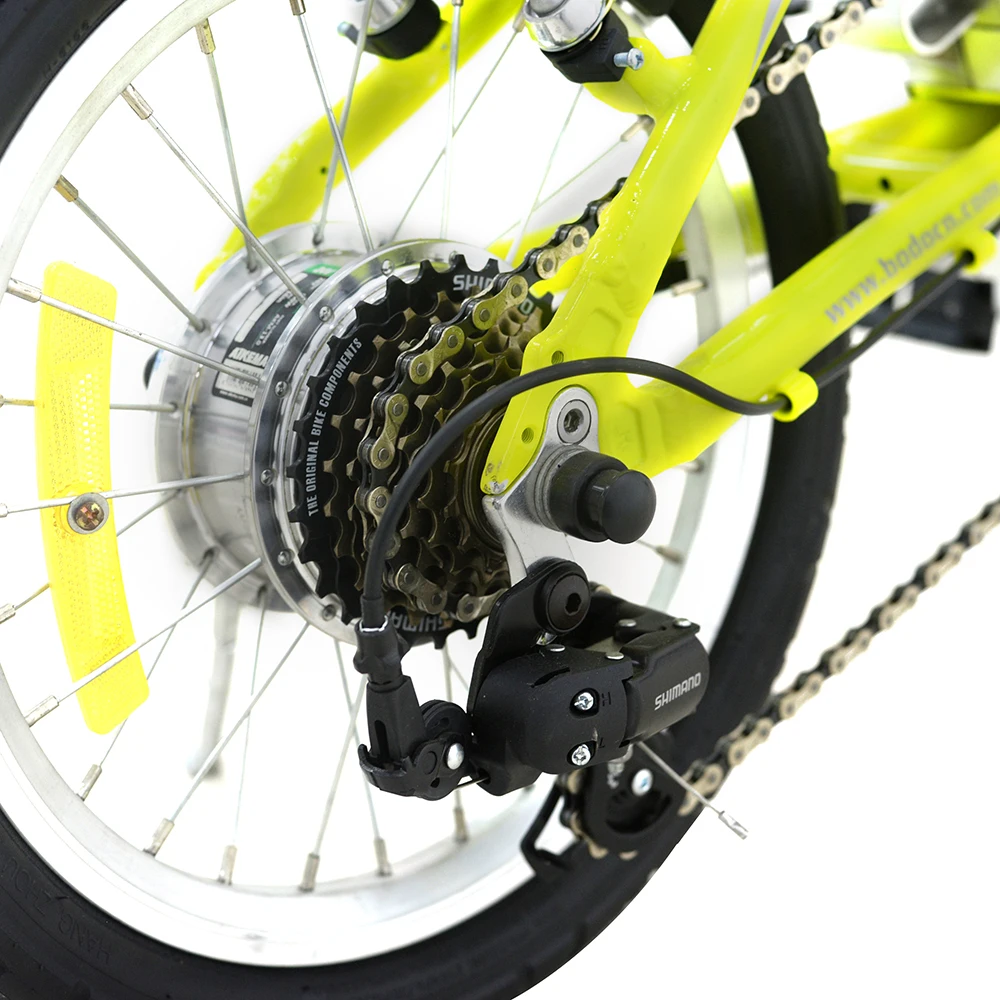 Small volume 16 inch Aluminum alloy folding frame 7 speed mini folding electric bike