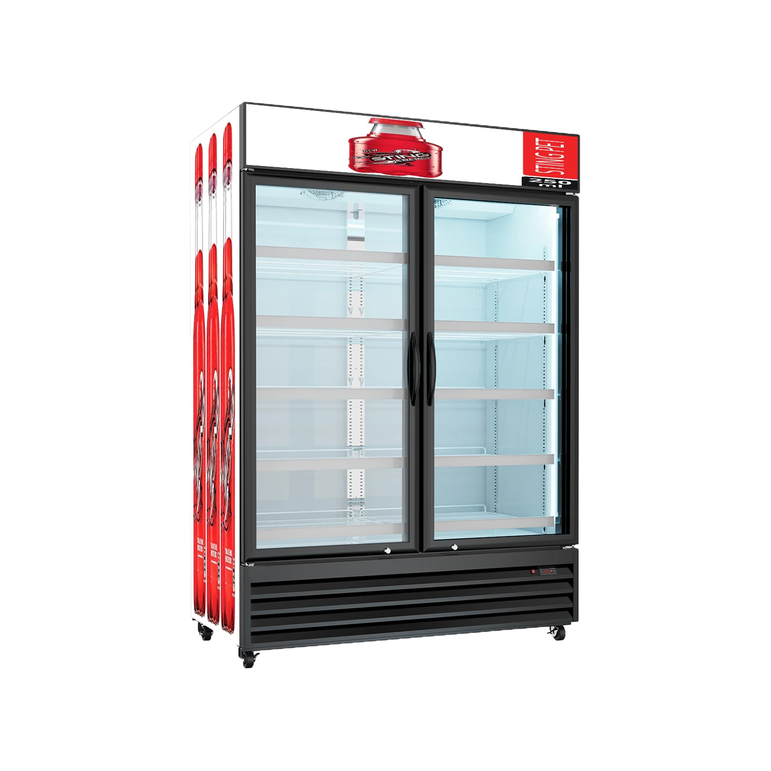 APEX VD-1000 Commercial Hinged Double Glass Door Merchandiser Refrigerator 35.3 cu.ft