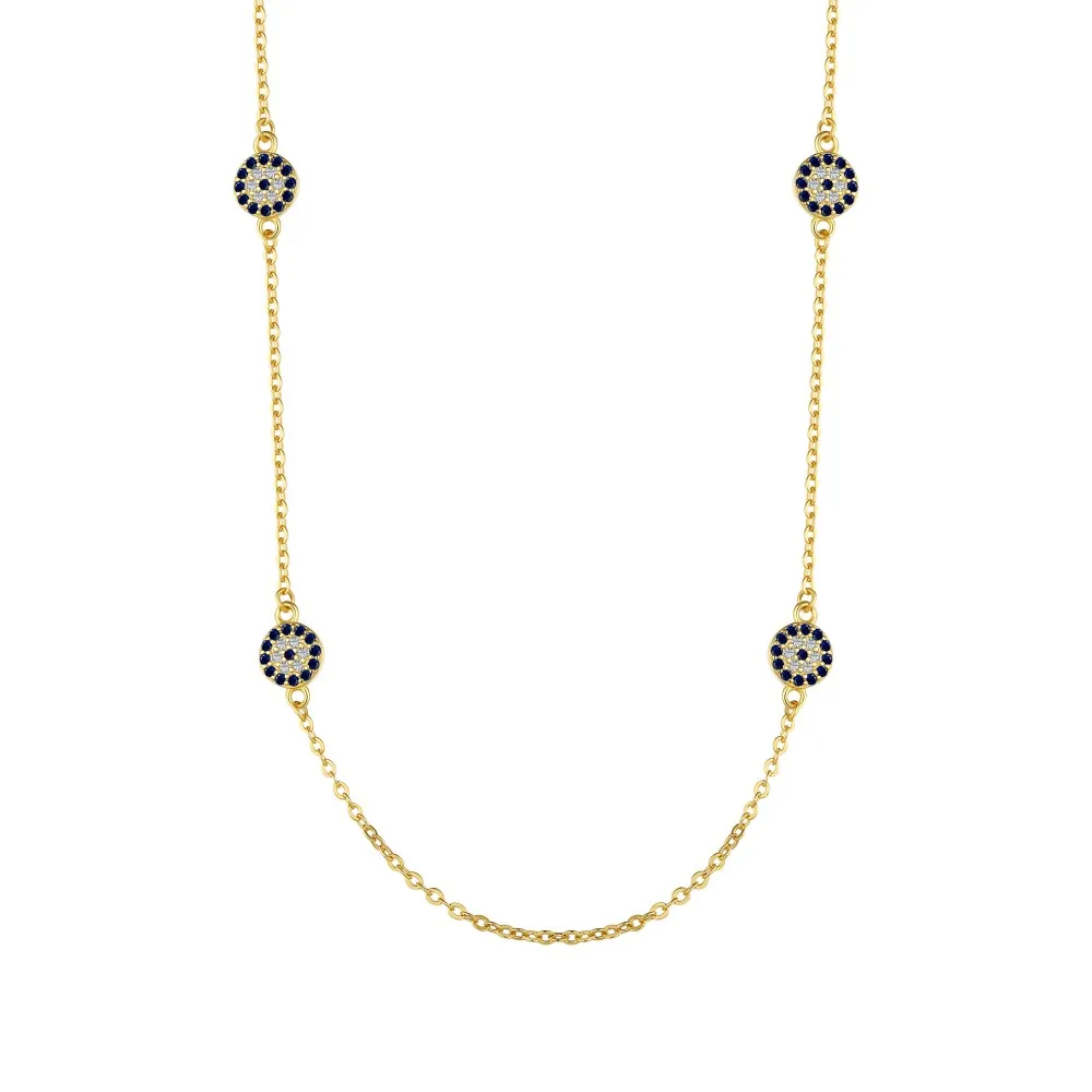 Fine Jewelry Brand Blue Stone Diamond Choker 925 Sterling Silver Women Jewelry Gold Plated 18K Devil Eyes Necklace Jewellery
