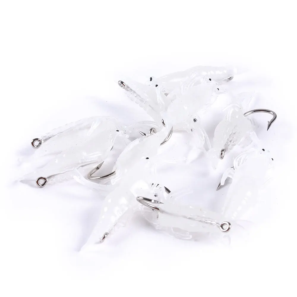 Simulation of grass shrimp bait 4cm1.5g Lifelike Shrimp Soft Plastic Lure with a mouth Hook
