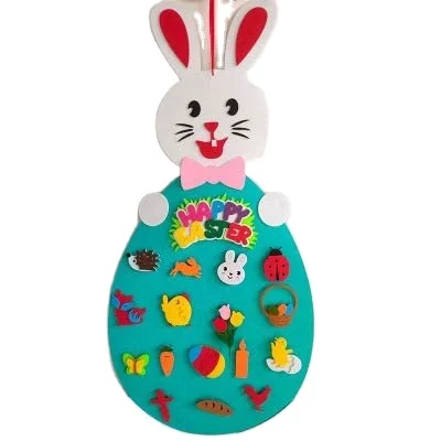Felt  Easter DIY Felt Rabbit Set with Detachable Ornament Bunny Decoration Pendant Wall Hanging Game  Decoration Easter Supplies