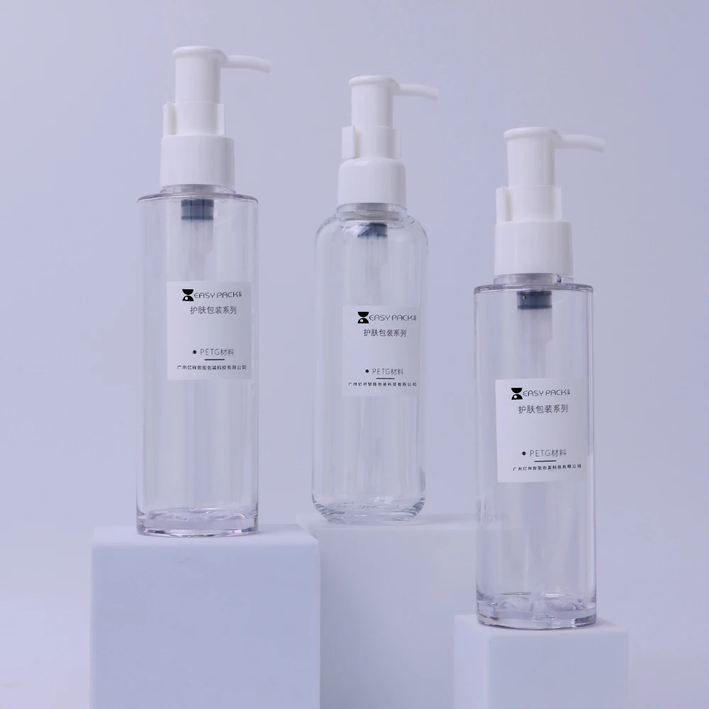 Cylinder Shape Empty Refillable Plastic Lotion Skincare Packaging Cosmetic Pump Bottles