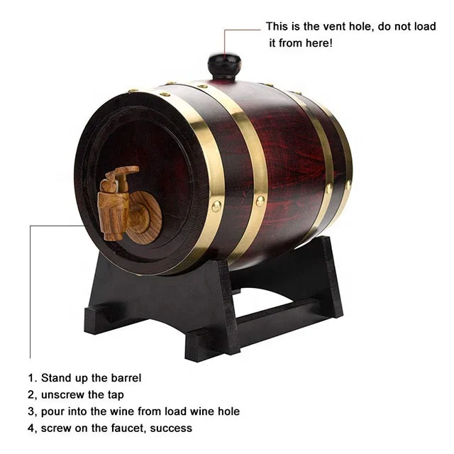 
Custom brown color 5 litre oak wooden barrel Wholesale IBEI products storage packaging beer and red wine keg 