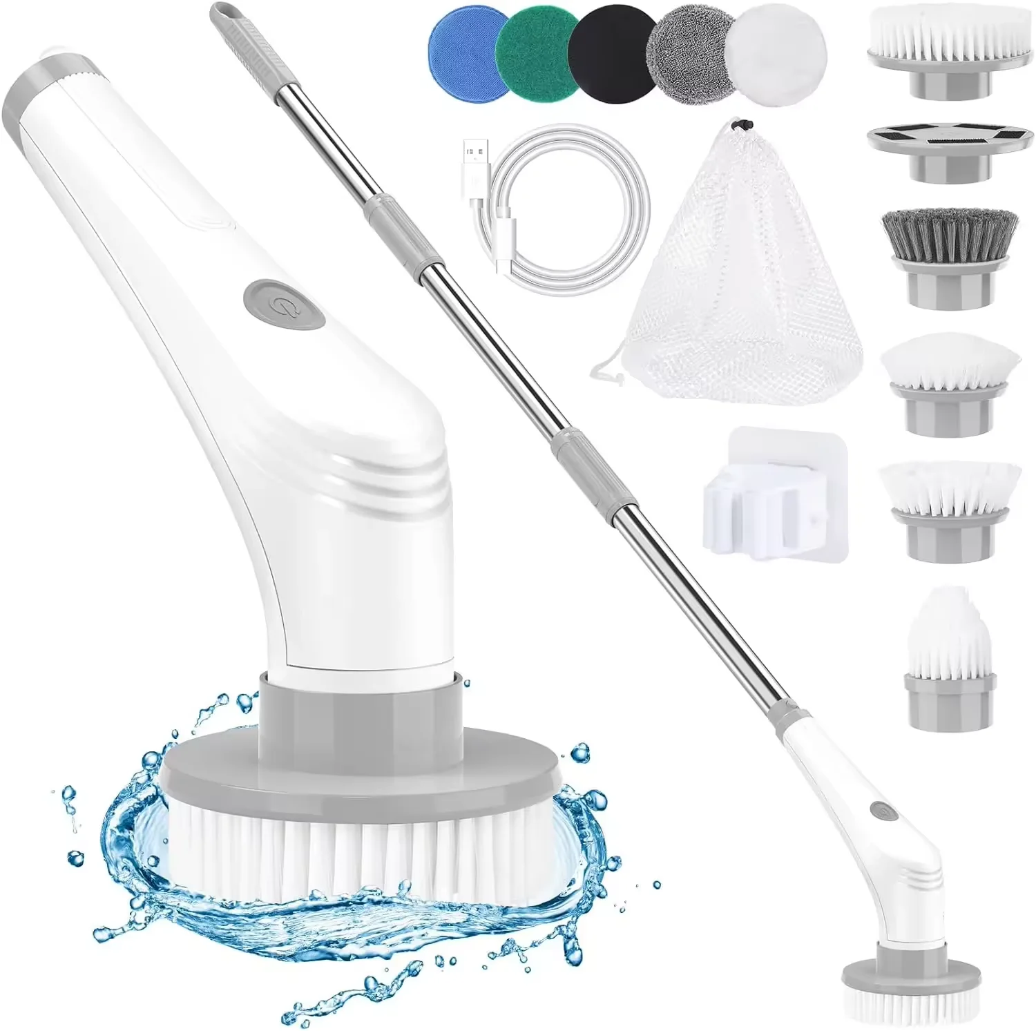 Electric Shower Scrubber   Long Handle Electric Scrubber Cordless Scrubber for Cleaning Bathroom with Power Cleaning Brush