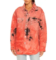 2021 Autumn Suede Tie Dye  Drop Shoulder Oversize Casual Jackets Woman