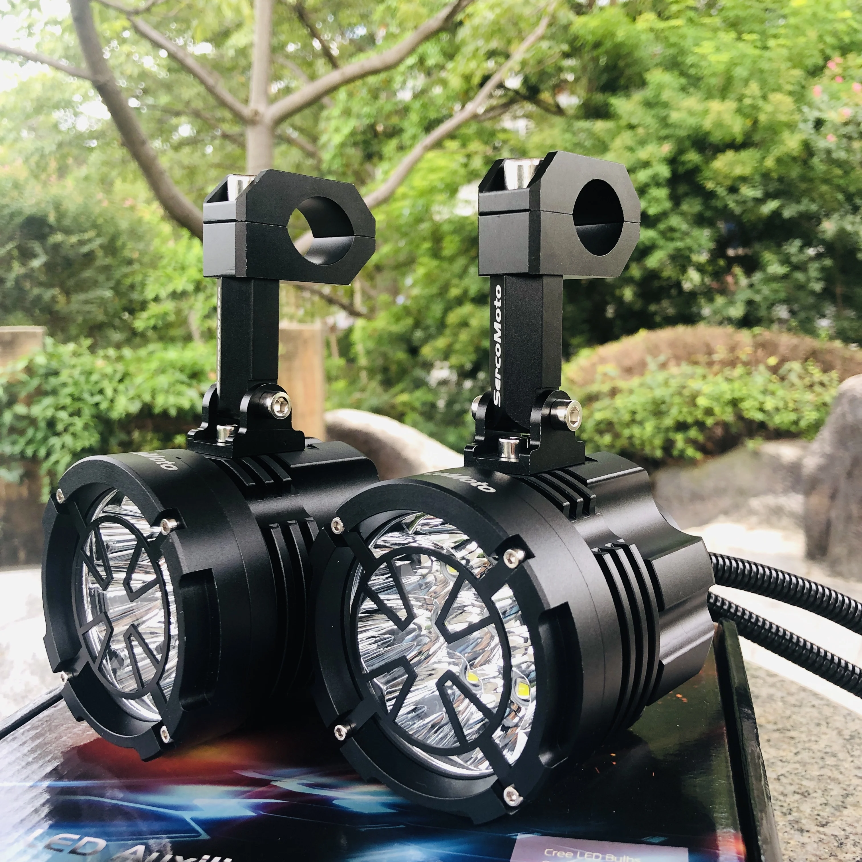 Sercomoto 2020 12V 60W gold motorcycle led fog lights CE Certificated China Supplier run with DC LED Motorcycle way for r1200gs