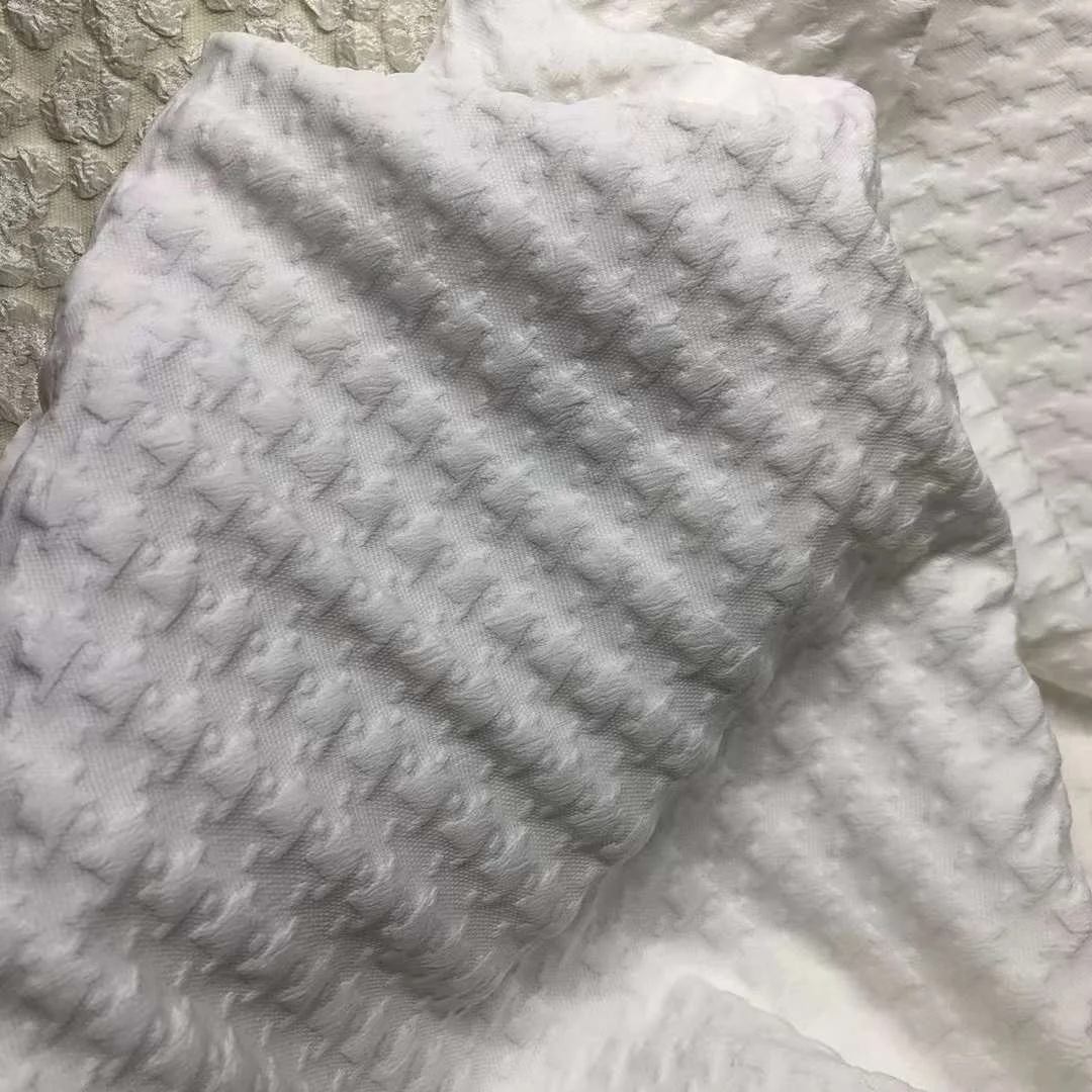 3D Dimensional  Swallow Gird Embossed Pattern Design Polyester Jacquard Fabrics With Multi Color For Making Garment Dresses Bags