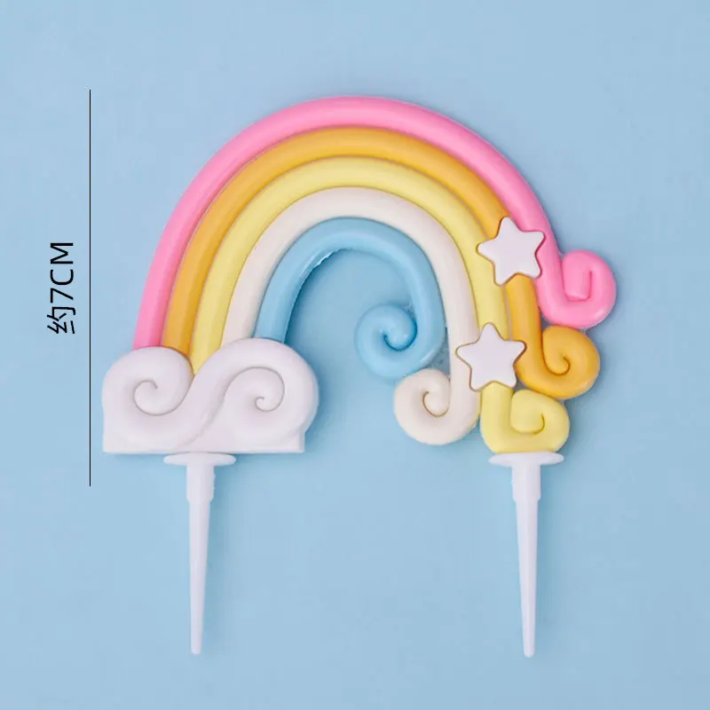 Colorful Rainbow Cloud Balloon Stars Cake Topper for Boy Girl Kid Birthday Baby Shower Supplies