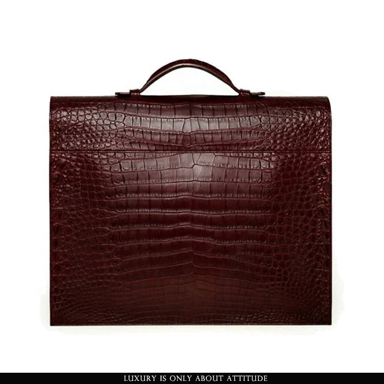 Luxury handmade real exotic genuine crocodile leather men briefcase business bag