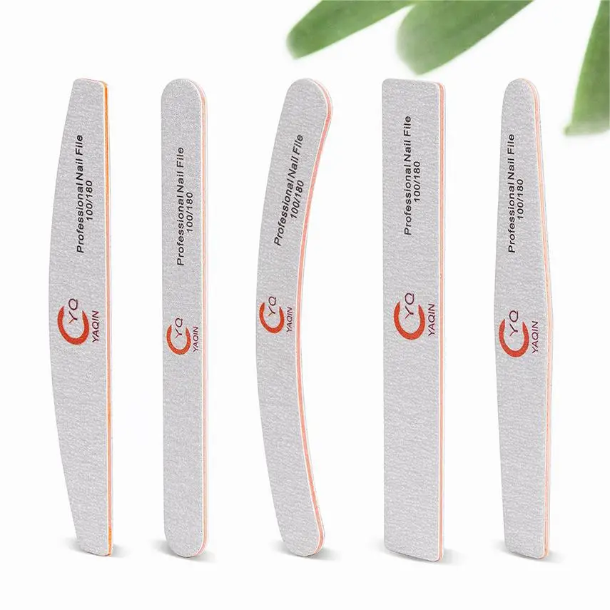 Best Quality Japanese File Customize Logo Half Moon Zebra White Alumina Nail File 100/180 Emery Board Nail File