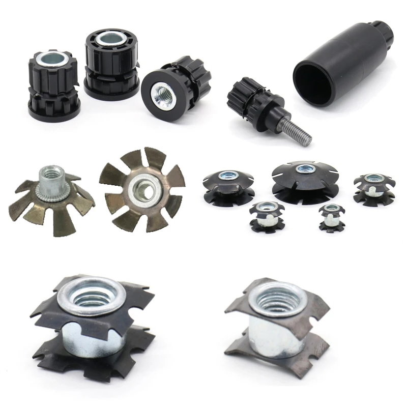 M6 M8 Crown Insert Round Star Tube Nut Layered Spring Threaded Fitting Nut for Shelves Display Racks