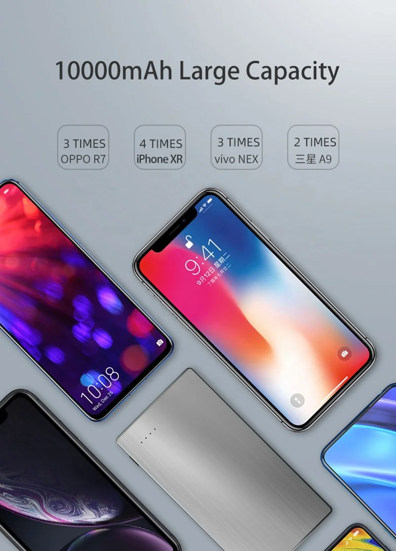 Trending products 2022 new arrivals 22.5W PD fast charging slim power bank stainless steel powerbank 10000mah