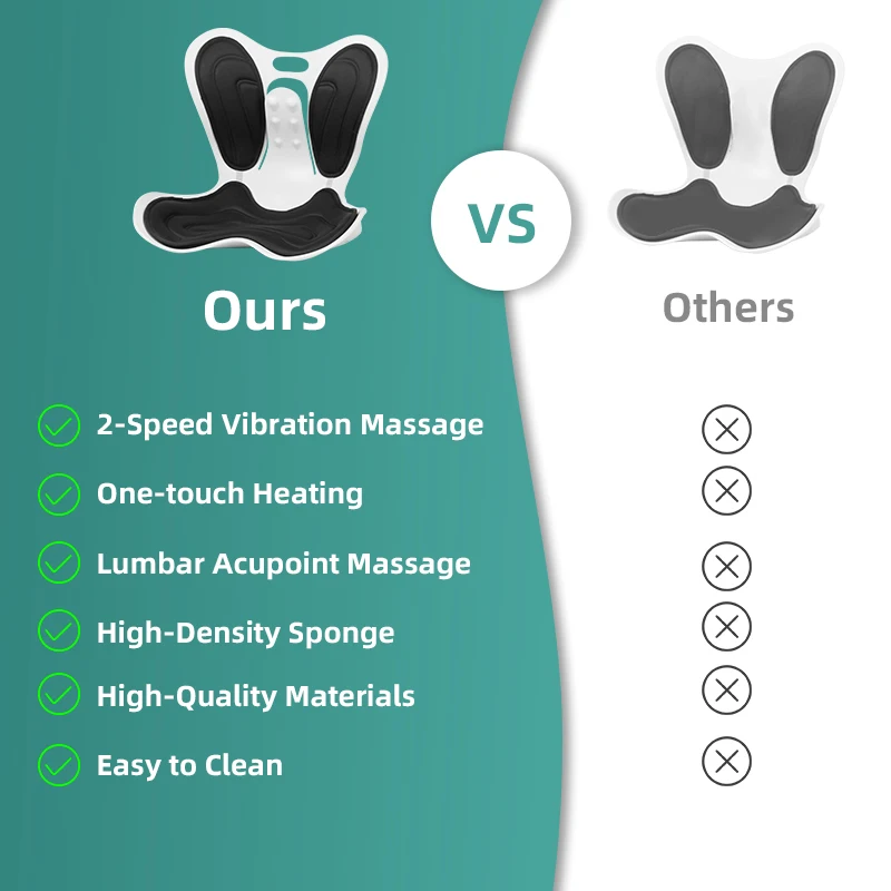 Multi-Functional  Vibration Heat  Electric Breathable Chair Waist Lumbar  Support Seat Massage Cushion for Posture Correction
