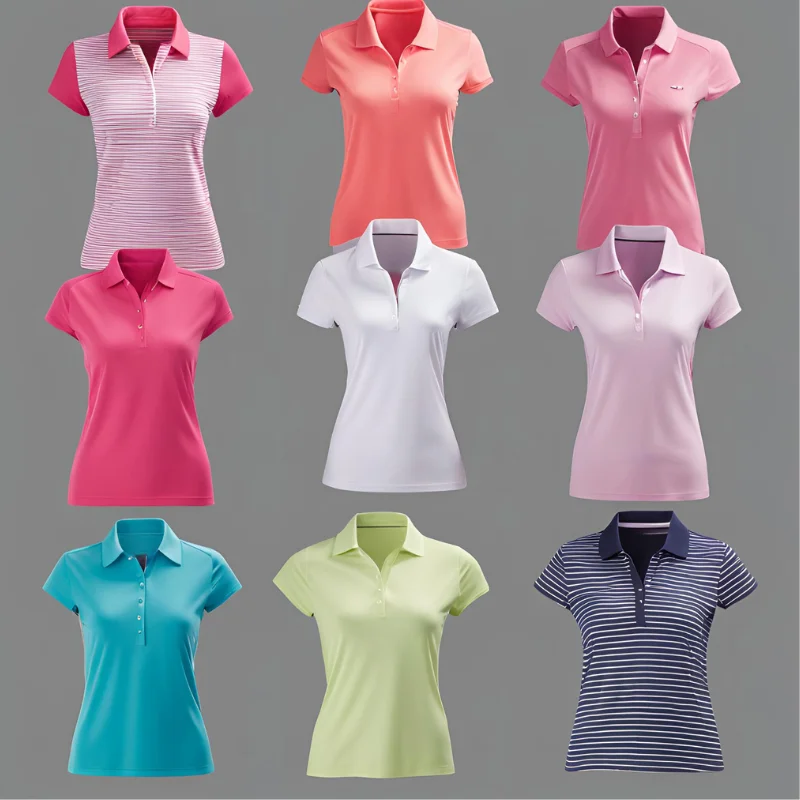 Wholesale Womens Polyester Spandex Short Sleeve Quick Dry Summer Plain Blank Golf Polo Custom Polo Shirts