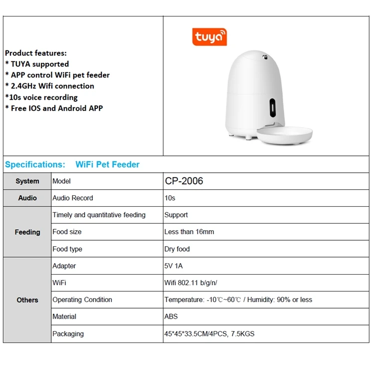 Ccpet OEM ODM Factory 2L 4L 6L Remote Control Wifi Automatic Dog Cat Automatic Pet Feeder