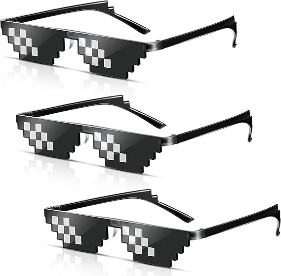 Party Colorful Sunglasses Pixel Mosaic Party Sunglasses Photo Props Pixelated Sunglasses for Men Women 2024