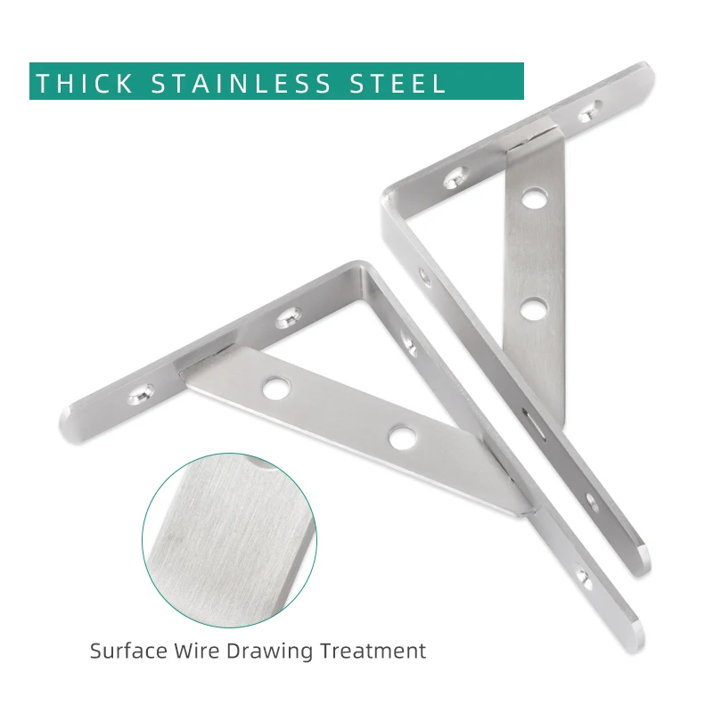 Stainless Steel Right-Angle Triangle Bracket Wall-Mounted Load-Bearing Shelf Support Tripod Storage Rack Connector Shelf Support