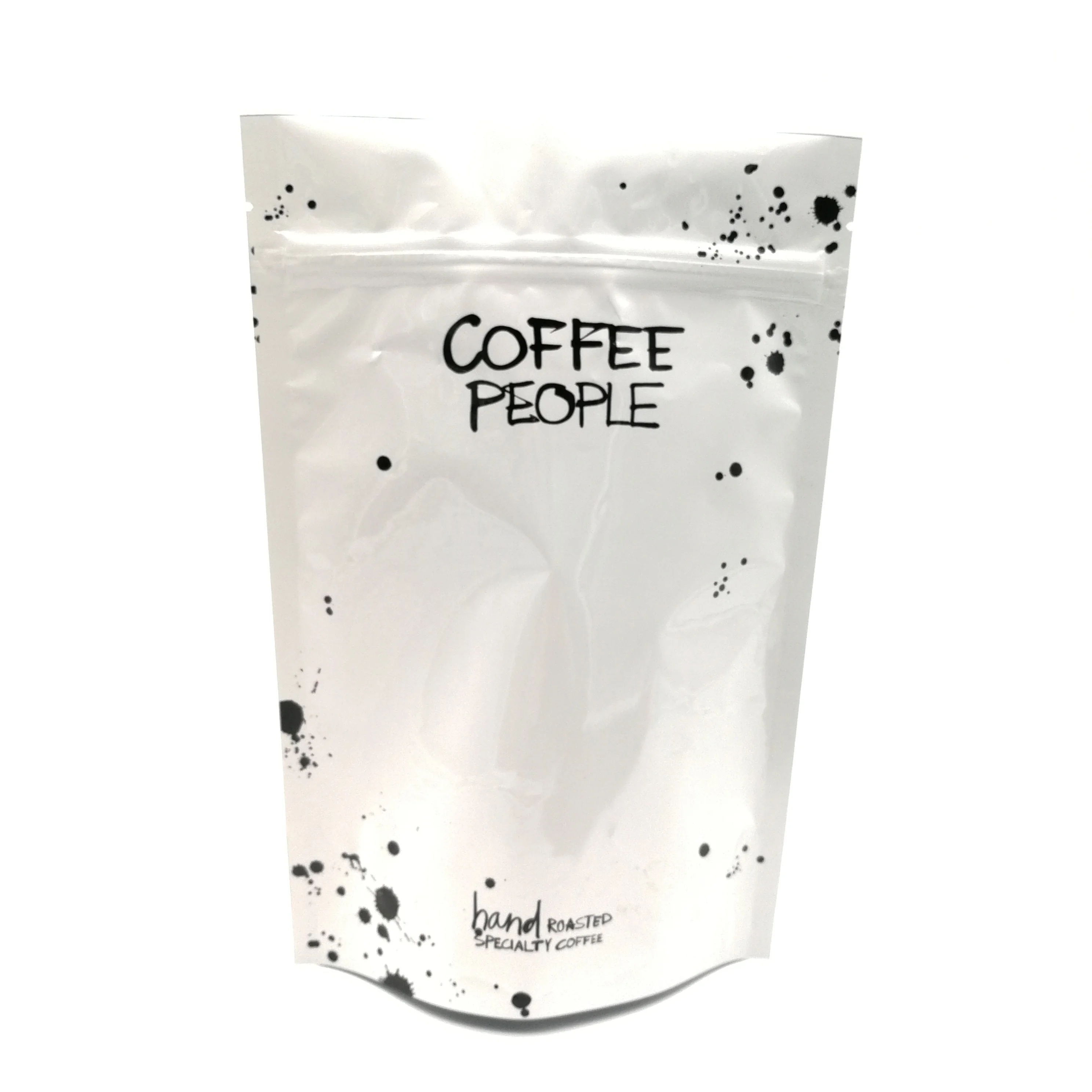 Self Seal Zip Lock Packaging Bag Food Sugar Spice Coffee Storage Pouches Black White Aluminum Foil Package Bags