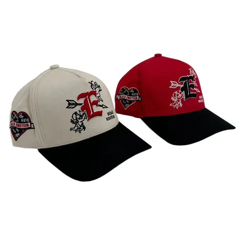 Custom High Quality 5 Panel A Frame Style Cotton Baseball Cap  Two Tonebaseball hat logo with 3D embroidery