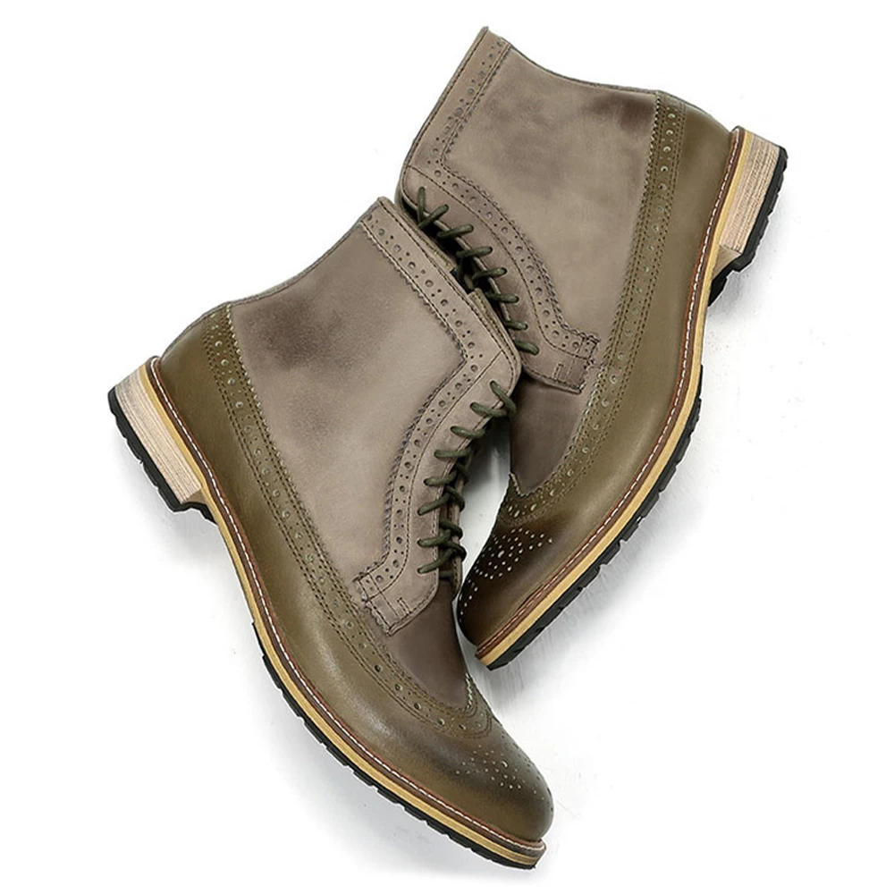 Custom Genuine Leather Soft Flat Leather Boot China Wholesale High Class Winter Boots Shoes for Men