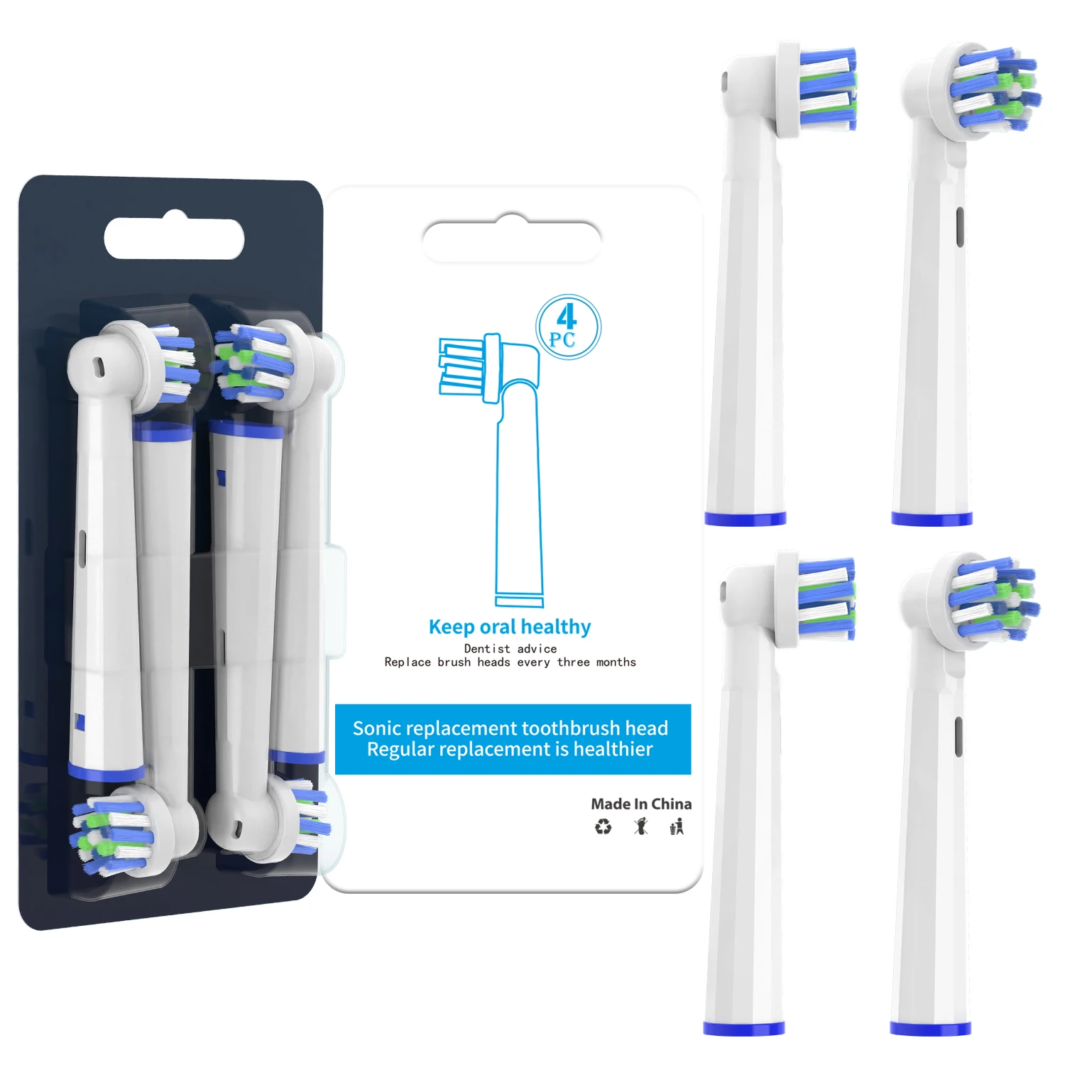 Factory Sale 4 Pcs/Set Replacement Electric Toothbrush Heads Compatible With O ral B Models Toothbrush Heads