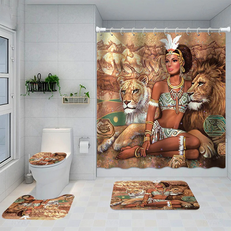 Африканский Египетский 3D-коврик для ванной комнаты, занавески для душа, африканские занавески для душа, оптом