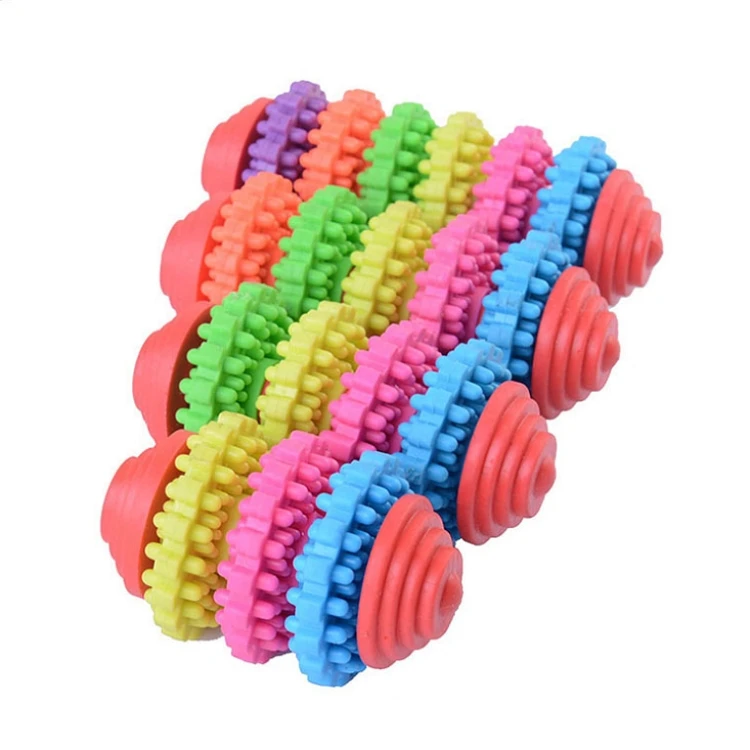 Wholesale New Colorful Long Gear Shape TPR Dog Chew Toy Tooth Cleaning Products Bite Pet Dog Toy