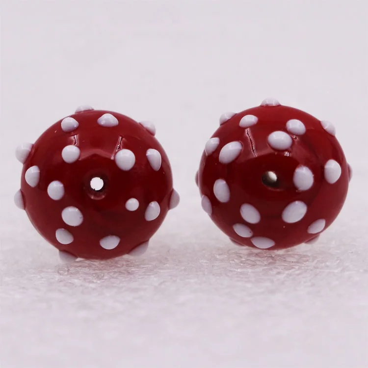 17*20mm Fancy Murano Art Glass Red Mushroom Beads with 2mm hole