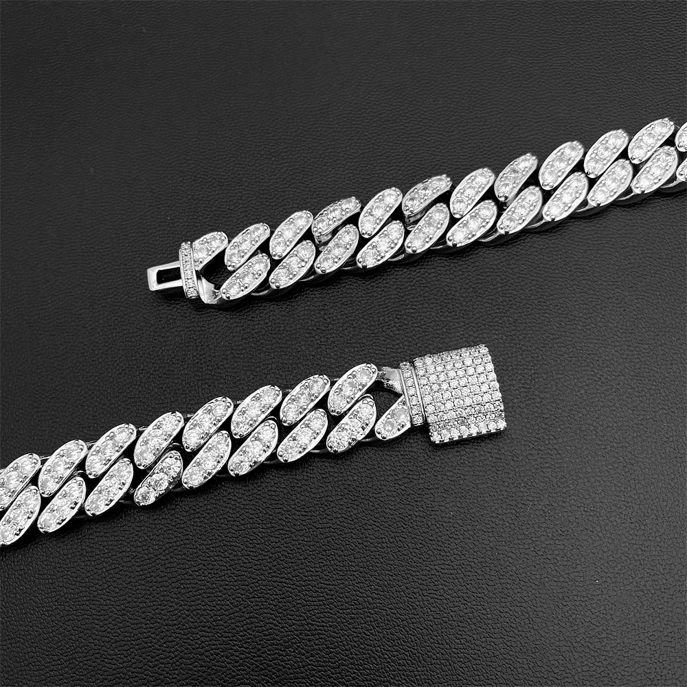 GRA Certificate VVS Moissanite Diamond 8MM Round Edged Hip Hop Iced Out Jewelry Cuban Link Chain Necklaces