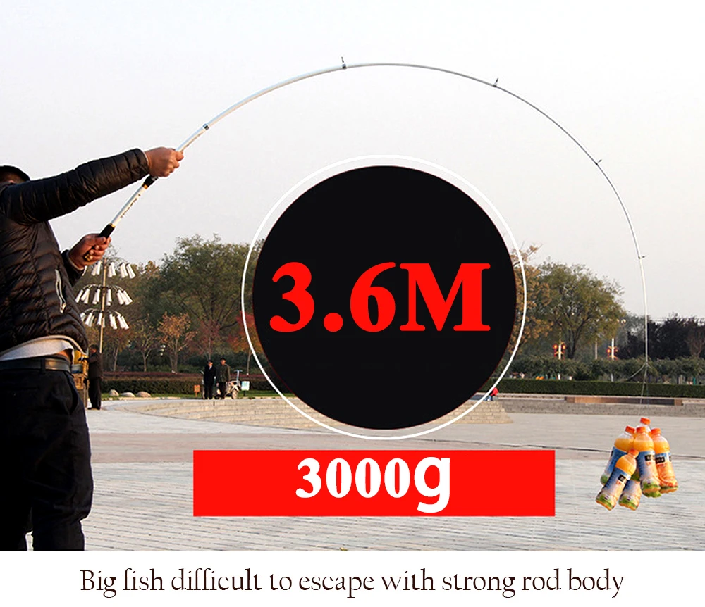 2.1m-3.6m Heavy Duty Light Portable Telescoping Pole Saltwater Fiberglass Carp Fishing Feeder Telescopic Fishing Rods Pesca
