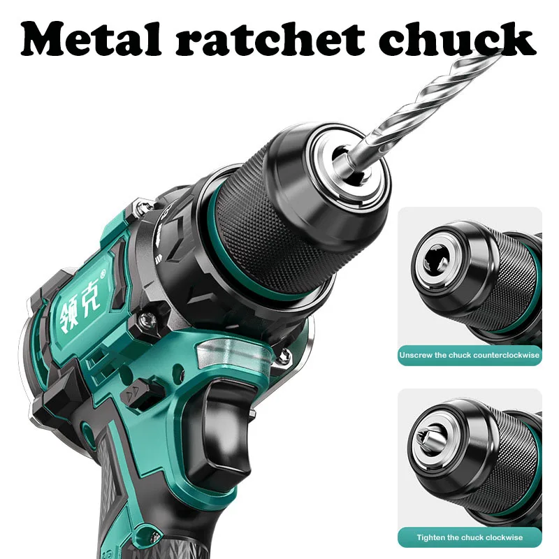 Brushless Hand Drill Handheld Portable Metal Ratchet Chuck With Hammer With Side Handle Hanging Electric Drill