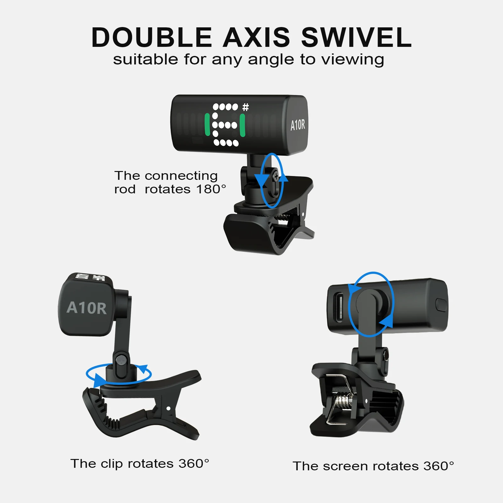 Guitar Tuner Clip-On A10 Tuner Digital Electronic Tuner with LED Display for chromatic