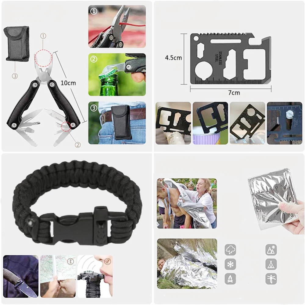 100pcs Professional Camping Emergency Travel First Aid Survival Kit,Survival Gear Tools with Tactical Molle Pouch