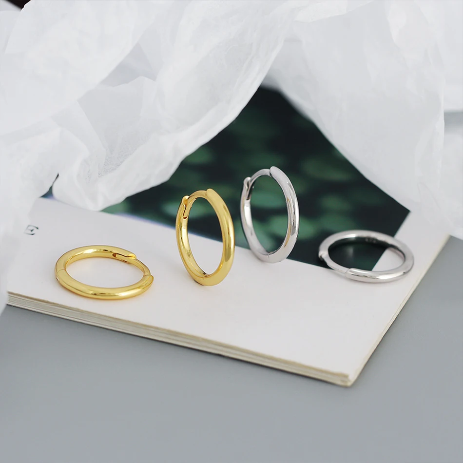 nagosa 925 sterling silver 18k gold vermeil high polish basic huggie hoop earrings