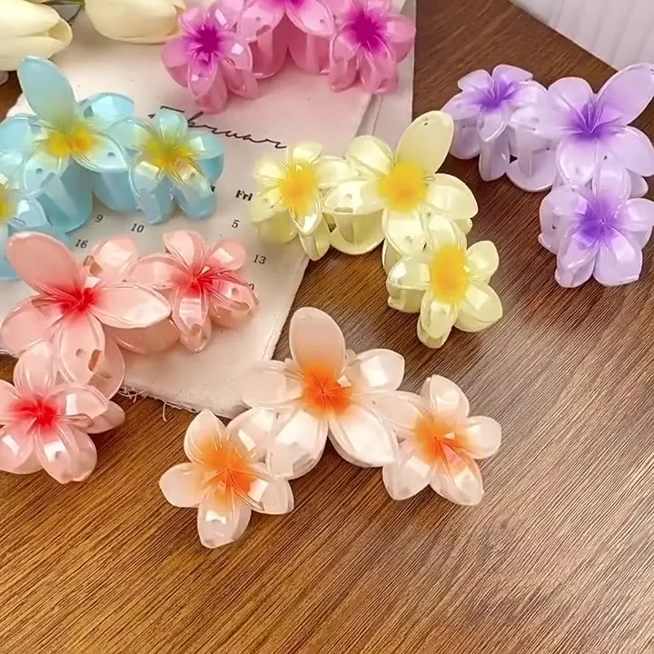 Factory Wholesale 11cm  Candy Color Plastic Flower Hair Claw Clips Large Hair Claws For Women Girl