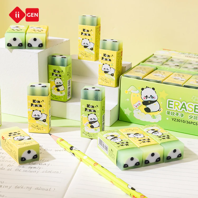 IIGEN  cute panda jelly eraser PVC latest style funny animal eraser school office stationery erasers